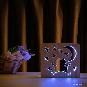 Светильник ночник ArtEco Light из дерева LED "Лягушка и сверчки" с пультом и...