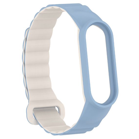 Ремінець Dual-color Magnetic для Xiaomi Mi Band 7/6/5/4/3 Lilac Blue / White | Зображення 2