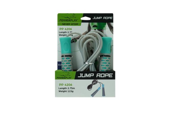 Скакалка PowerPlay 4206 Jump Rope PRO+ Сіро-м'ятна (2,75m.) | Зображення 4