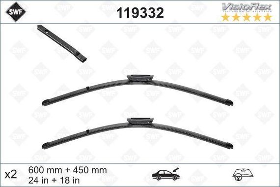 Щетки стеклоочистителя 600 450mm Renault Megane II IV 119332 | Зображення 1