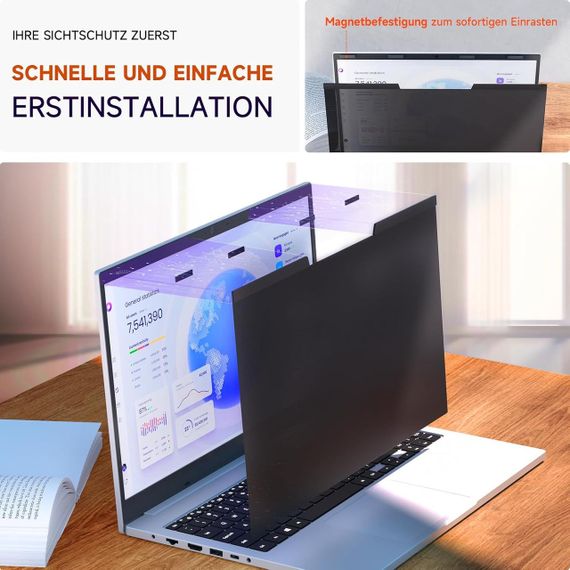 Магнітний захисний екран для ноутбука 16” 16:10, знімна плівка для конфіденційності з захистом від синього світла, антиблікова | Зображення 2