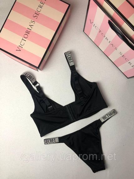 Комплект жіночої нижньої білизни Victoria's Secret Вікторія Сікрет стрази без чашки, Купальник Вікторія Сікрет без чашки | Зображення 1