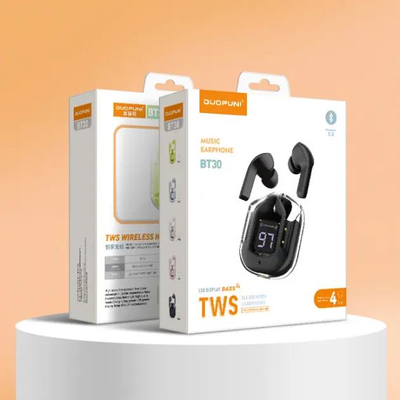 Бездротові навушники Duopuni BT30 TWS Wireless Headset, Bluetooth 5.3, 250 mAh Black | Зображення 3