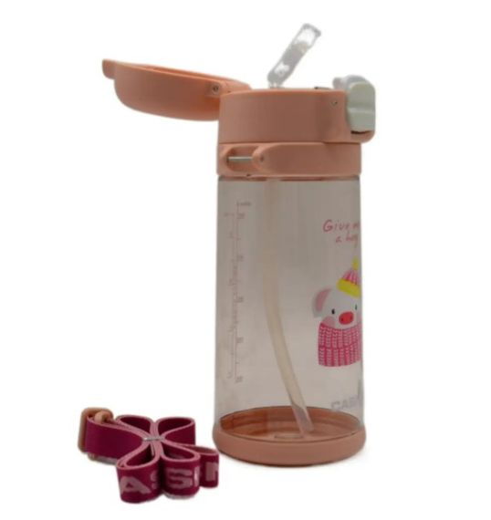 Пляшка для води Casno 690 мл KXN-1219 Рожева (Свинка) з соломинкою (KXN-1219_Pink) | Зображення 5