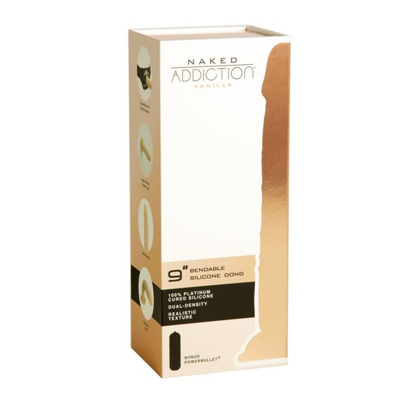 Фалоімітатор Naked Addiction — 9″ Silicone Dual Density Bendable Dildo Vanilla, віброкуля в подаруно | Зображення 7