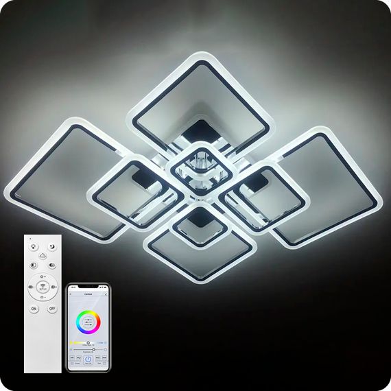 Люстра світлодіодна 517 Light 3color з пультом 224Вт Хром (01554) | Зображення 3