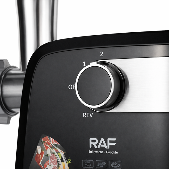Мясорубка электрическая RAF R3362 1000 Вт мощная с реверсом 3 решетки насадка для колбас кеббе защита от перегрузки производительн | Зображення 6