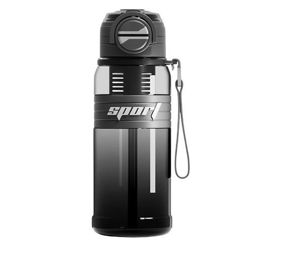Спортивная эко-бутылка для воды 800 мл (BPA Free) с фильтром, соломинкой и ремешком - Черная | Зображення 1