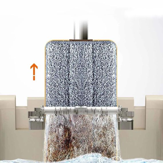 Комплект для прибирання швабра та відро 3,5л з автоматичним віджимом, Scratch Cleaning Mop, Бежевий / Швабра ледарка з відром | Зображення 1