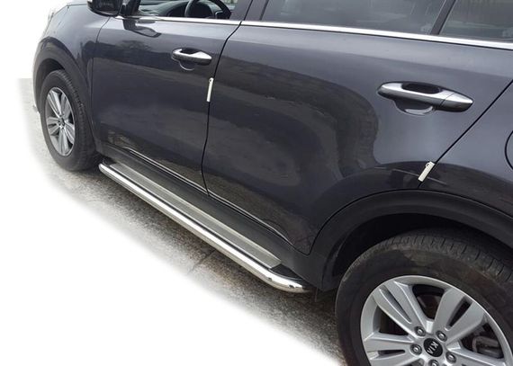 Боковые подножки KB001 (2 шт, нерж) 42 мм для Kia Sportage 2015-2021 гг