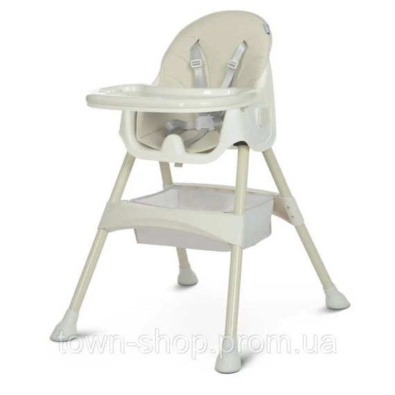 Стульчик для кормления M 4136-2 Ice Gray, складной, 5-ти точечный, экокожа