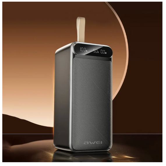 Внешний аккумулятор Power Bank на 100 000 мАч с дисплеем и фонариком AWEI P101K 22.5W ∙ Power Bank P101K с дисплеем и LED-лампой | Зображення 1