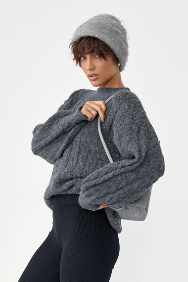 Вовняний джемпер вільного крою - темно-сірий цвет, ONE SIZE (є розміри)