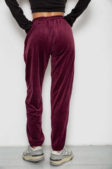 Спортивные штаны велюровые женские на флисе  -уценка, цвет бордовый, 238R58645-U-1 | Зображення 3