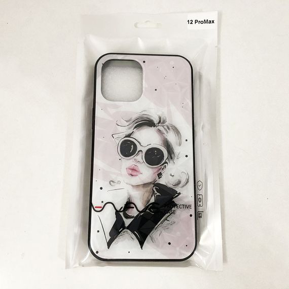 Чехол для Apple Iphone 12 Pro Max девушка в очках. Цвет: розовый HZ-36