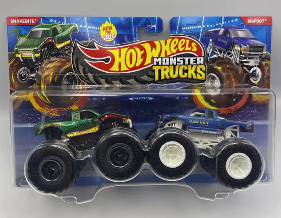 Подарочный набор 2 монстр-трака Хот Вилс Змея и Бигфут Оригинал Hot Wheels Monster Trucks Snakebite vs Bigfoot | Зображення 2