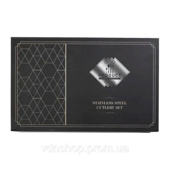 Набір столових приборів 24 предмети столовий набір на 6 персон Золотистий з чорним HP-20-46 | Зображення 4