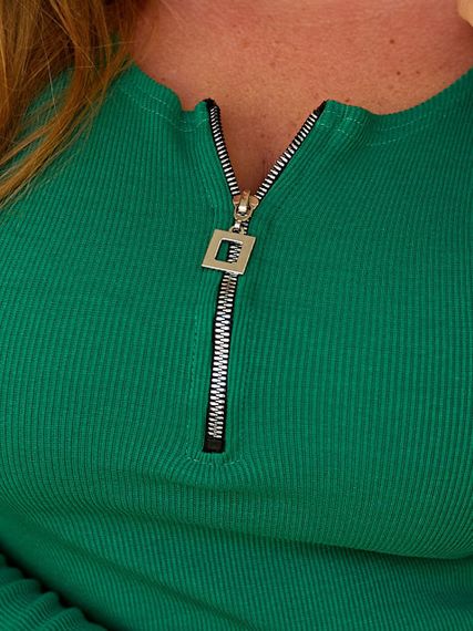 Женская легкая кофта в рубчик на молнии больших размеров и батал MN145 цвет зеленый, размер 58/60 | Зображення 3