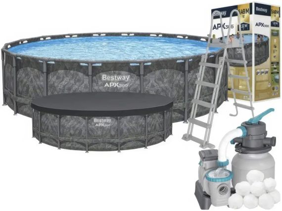 Каркасний круглий басейн 549х132 см на 26 000 л з фільтр-насосом, сходами, тентом Bestway 561KC | Зображення 2