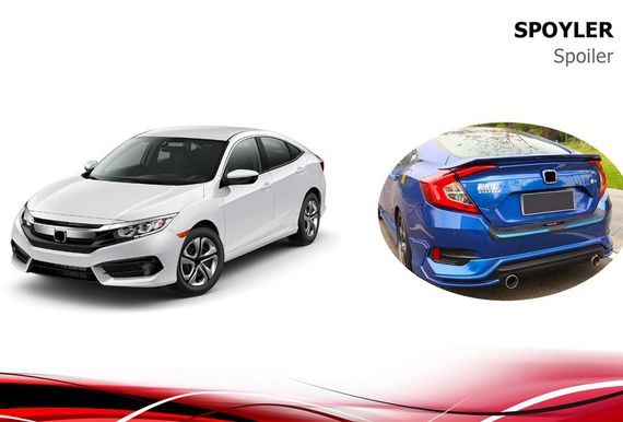Спойлер Niken V3 (под покраску) для Honda Civic Sedan X 2016-2021 гг | Зображення 2