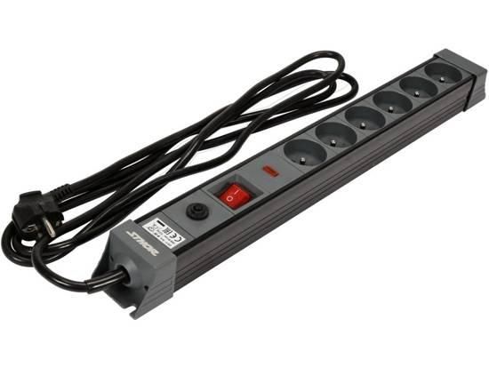 Подовжувач мережевий STHOR: l= 3 м, колодка- 6 гнізд і вмик, 3-жильний Ø=1,5 мм², з заземл. і захист VR-72371