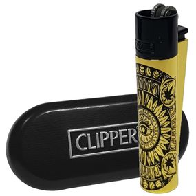 Зажигалка Металлическая В Подарочной Коробке “CLIPPER Weed Mandala Gold”