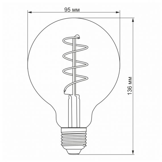 LED лампа VIDEX Filament G95FASD 5W E27 2200K дімерна бронза | Зображення 2