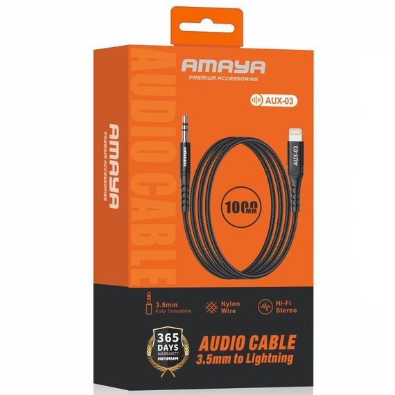 Аудіо кабель Aux Amaya AUX-03 (Lightning to AUX 3.5mm) (1m) Black | Зображення 1