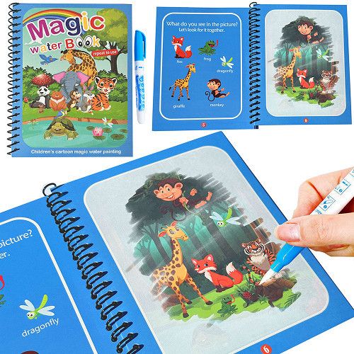 Тваринки водні дитячі розмальовки багаторазові з маркером водою Magic Water book | Зображення 5