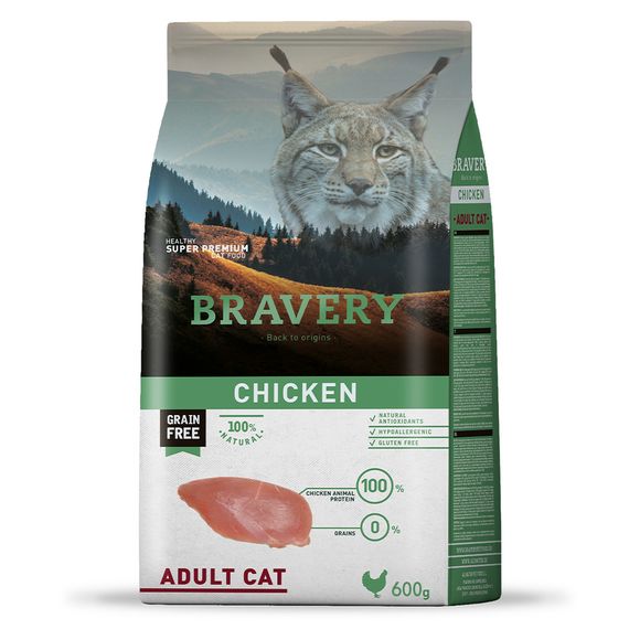 Корм Bravery Cat Adult Chicken сухий з куркою для дорослих котів 600 гр