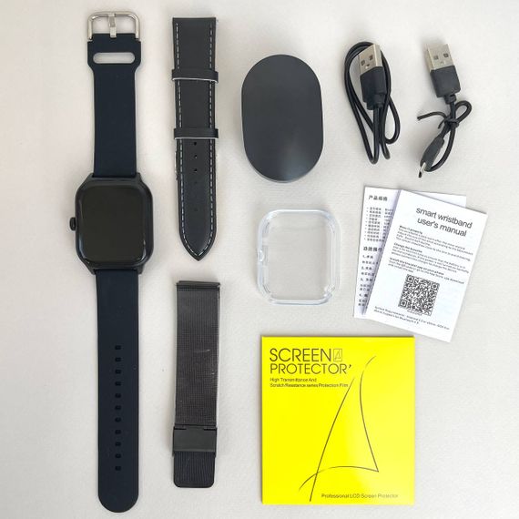 Комплект WK76 - Smart Watch / Навушники Air Dots / 3 ремінці / Захисний чохол та плівка (Чорний) | Зображення 6