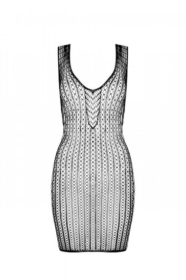 Мінісукня з вертикальним візерунком Passion BS097 One Size, black, плетіння з боків | Зображення 2