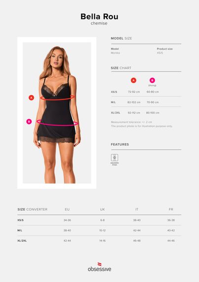 Сорочка та трусики Obsessive Bella Rou chemise & thong XS/S | Зображення 4