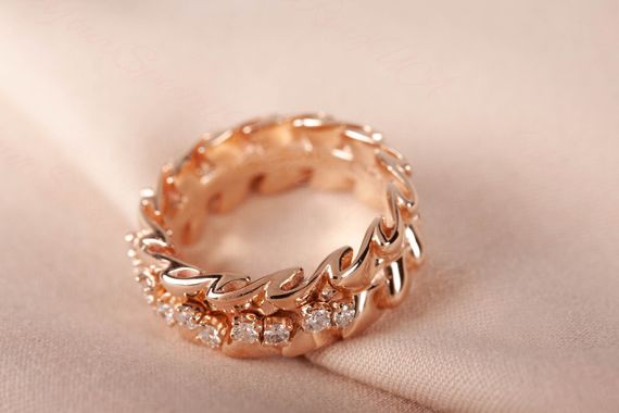 Кольцо из красного золота с фианитами 16 | Зображення 5