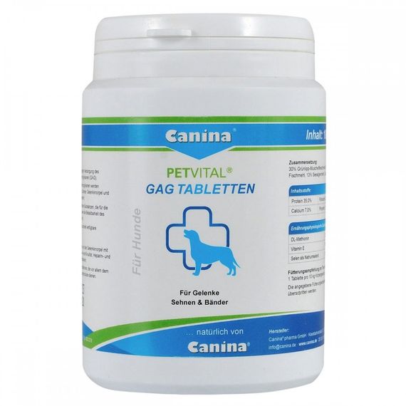 Мінеральний комплекс Canina Petvital GAG для собак для суглобів і тканин глюкозамін з екстрактом мідій 180 г 180 табл.