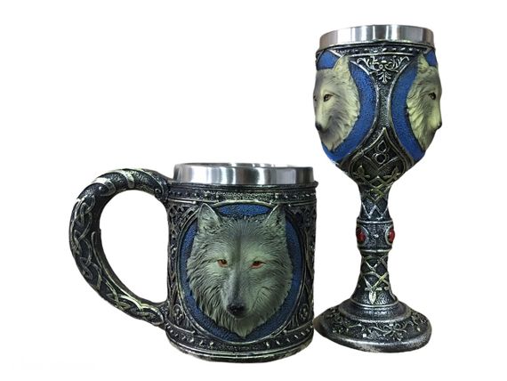 Подарунковий набір "Вовк" — кружка 400 мл + бокал 200 мл у фентезі стилі | Зображення 5