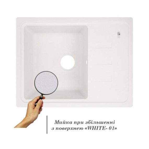 Кухонна мийка Lidz 620x435/200 WHI-01 (LIDZWHI01620435200) | Зображення 2
