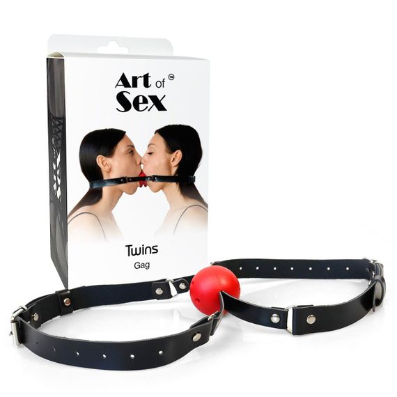 Подвійний кляп Art of Sex - Twins, натуральна шкіра Sex Aura | Зображення 2
