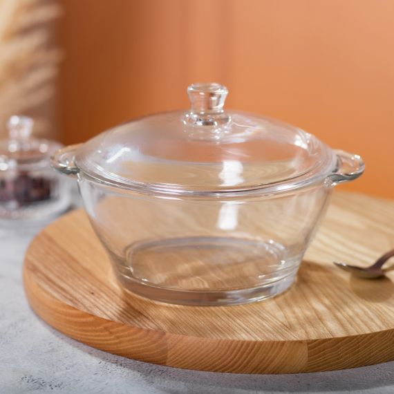 Супниця з кришкою Ø 15.5 см каструля бульйонниця скляна 1 л HP-YH-15 | Зображення 4