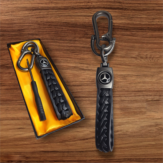 Автомобільний шкіряний брелок premium з карабіном Mercedes