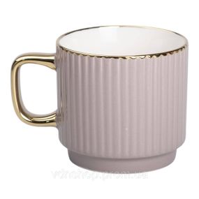 Чашка фарфоровая с золотым ободком и золотой ручкой 300 (мл) Кремовая RX-N231129CR