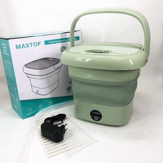 Складна пральна машина MAXTOP silicon washing machine, Портативна пралка відро. Колір: зелений | Зображення 7