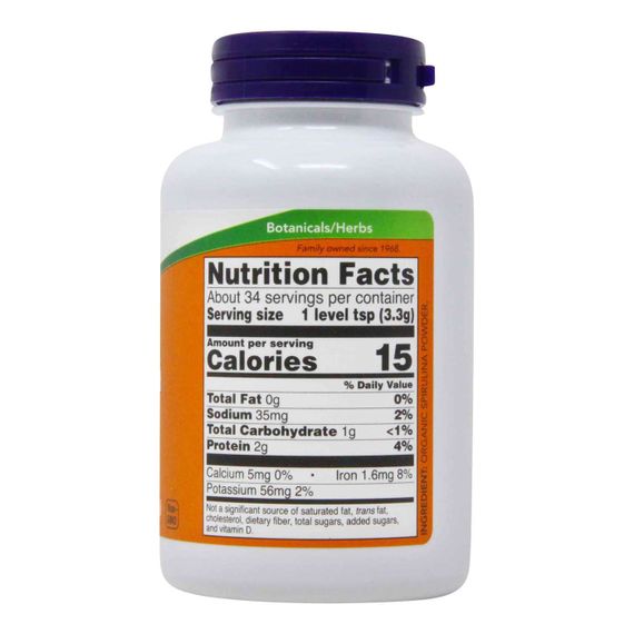 Спирулина NOW Foods Spirulina Powder Organic 113 g /34 servings/ Pure | Зображення 1