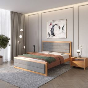 Двоспальне дерев'яне ліжко Mebigrand Барселона Б5 Вільха/Аляска 93 (Сірий) 180х200 см (MBG-14135)