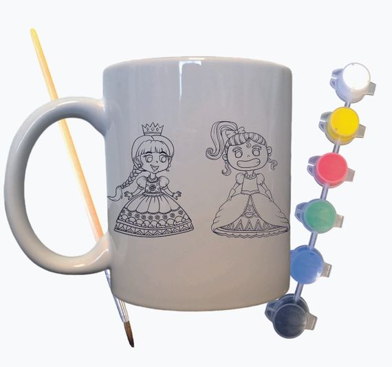 Набор для творчества кружка раскраска "Принцессы" 330 мл белая | Зображення 1
