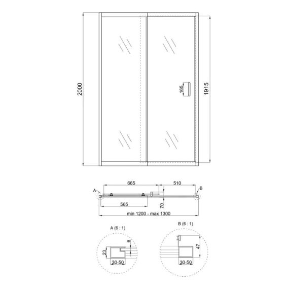 Душові двері в нішу Qtap Taurus CRM2012-13.C6 120-130x200 см, скло Clear 6 мм, покриття CalcLess | Зображення 1