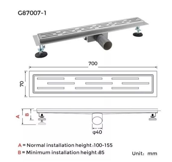 Душовий трап Gappo 70х700 мм, нержавіюча сталь G87007-1 | Зображення 1