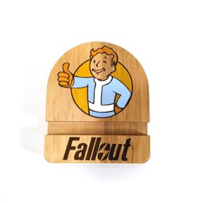 Підставка тримач під смартфон телефон планшет FALLOUT VAULT BOY 10х12х2 см Майстерня містера Томаса Дерево