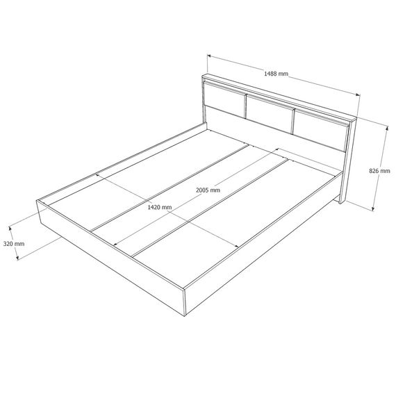 Ліжко двоспальне (ламельний каркас) Еверест Сіті-1400 200,5х148,8х82,6 см Дуб сонома/Графіт (EVR-071113) | Зображення 5