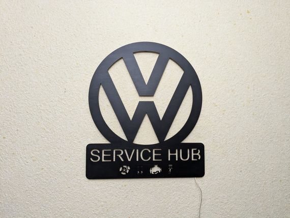 Панно декоративна картина на стіну Volkswagen SERVICE HUB LED підсвітка 490х568 acr-p000183 | Зображення 1
